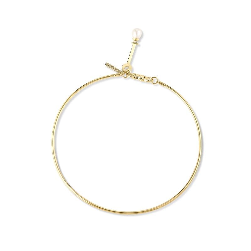 gold bangle with pearl clasp