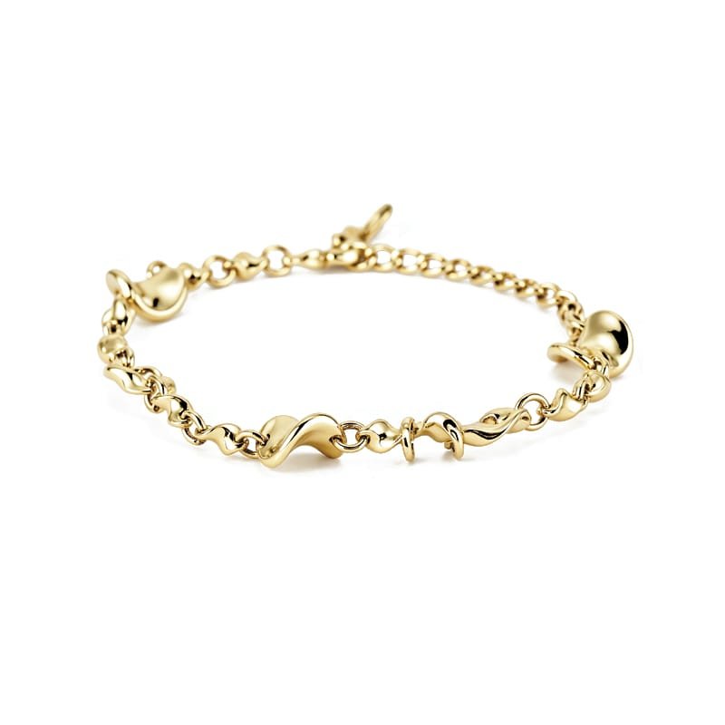 gold bracelet with organic shaped links