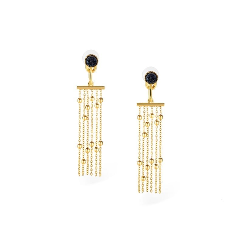 gold cascading chains earrings