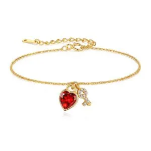 gold heart and key charm bracelet