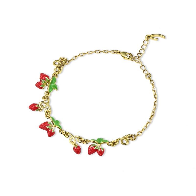 gold strawberry charm bracelet