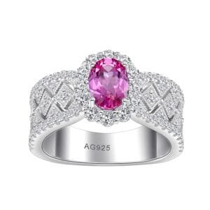 luxury pink zircon ring