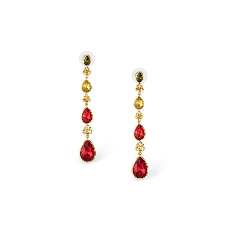 red and yellow teardrop earrings