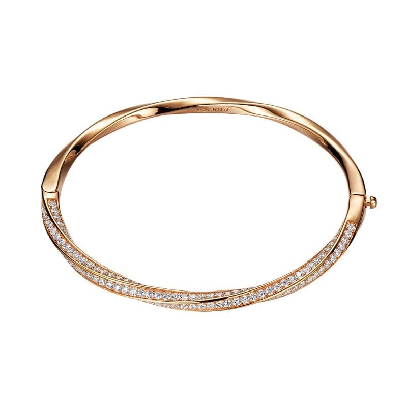 rose gold bangle with diamond accents