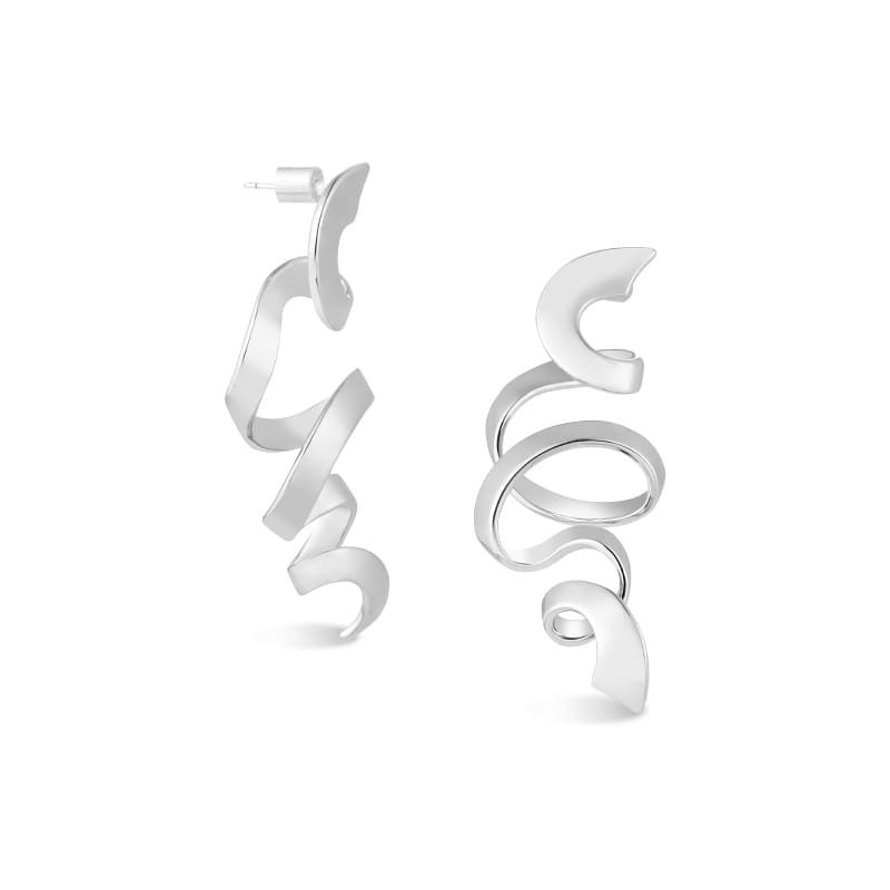 silver spiral earrings