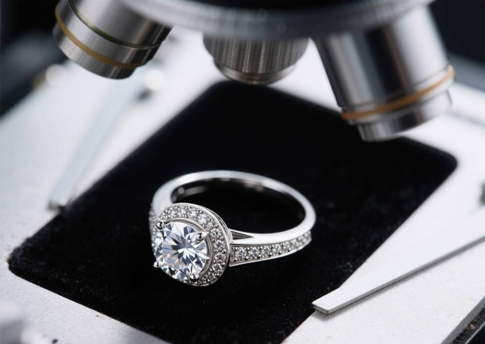 Diamond ring under microscope
