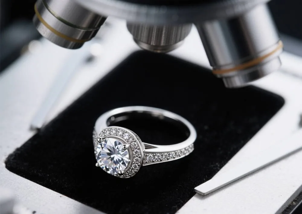 Diamond ring under microscope