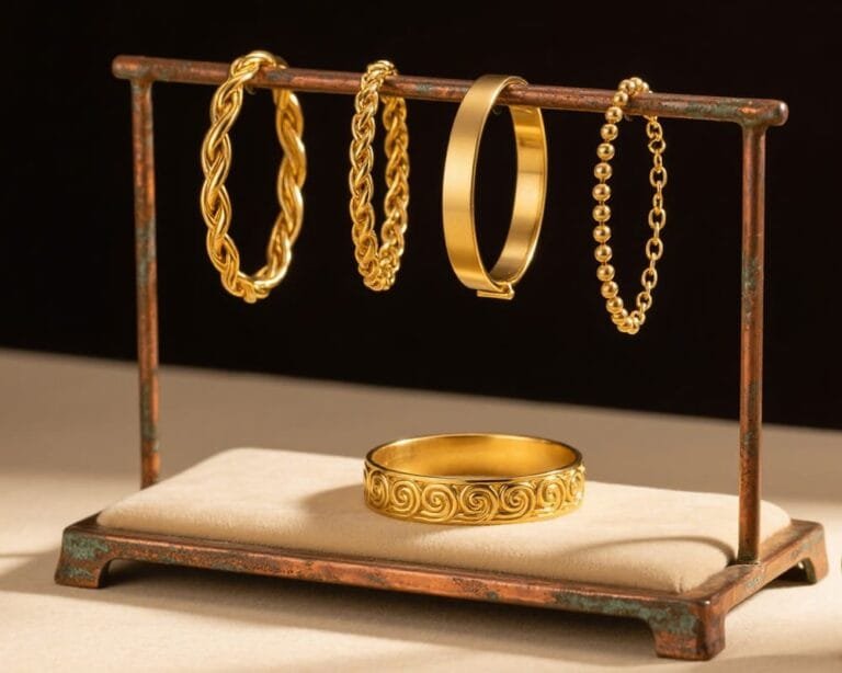 Multiple brass bracelets