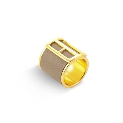 gold ring with leather and buckle ring