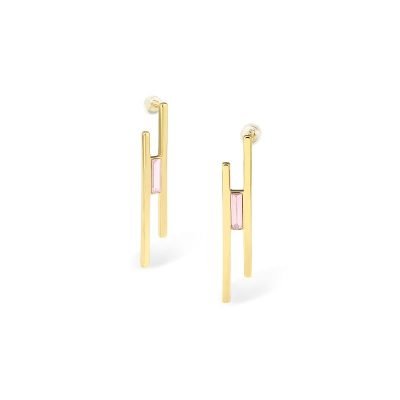 minimal design earrings with pink stones