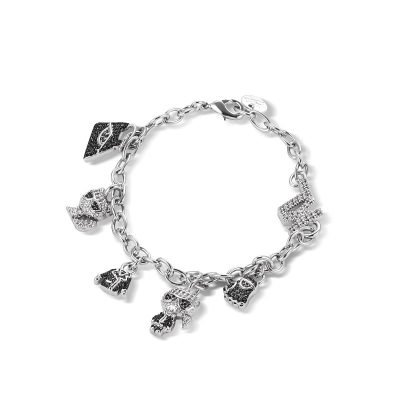 silver charm bracelet with fun designs